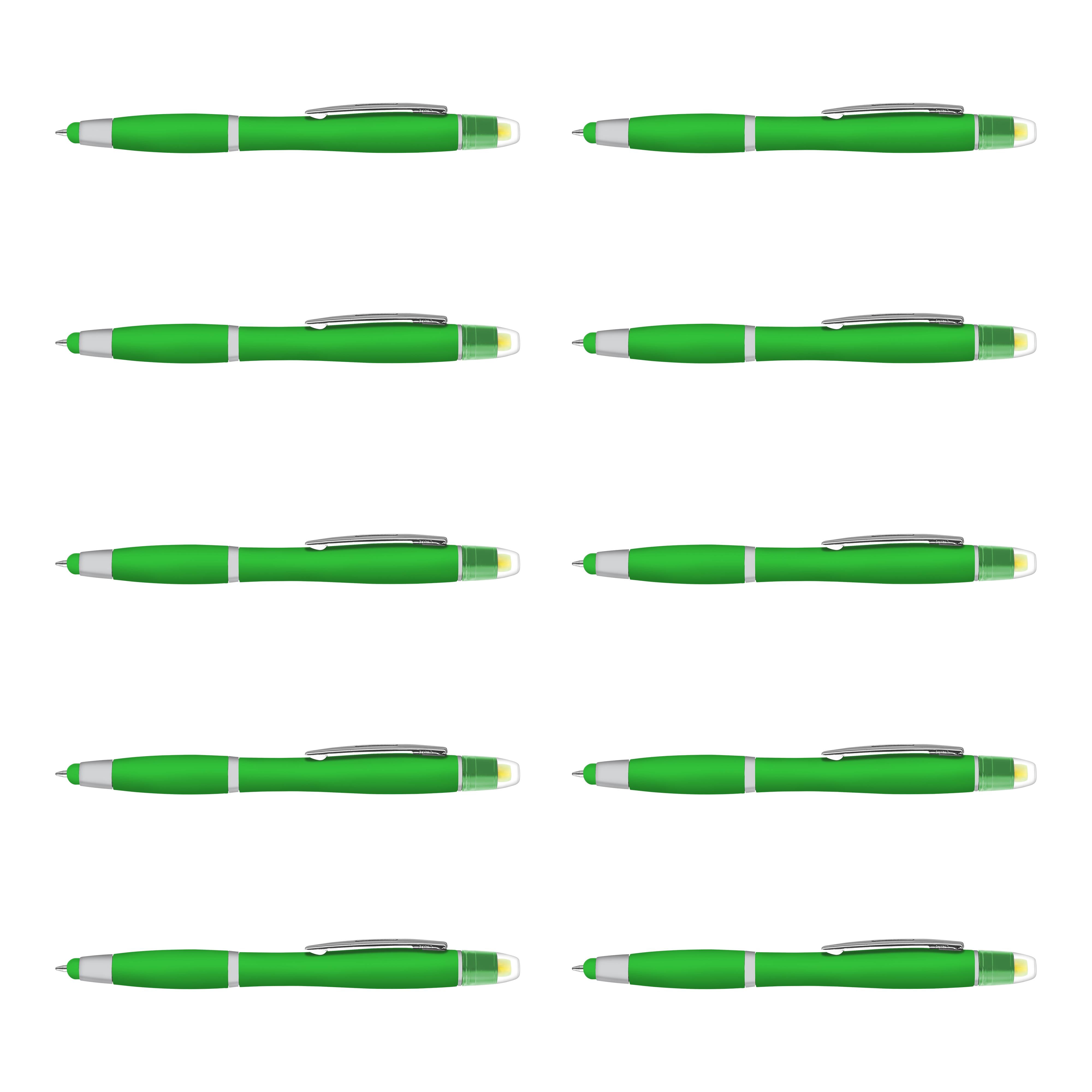 10 Maitland Gel Highlighter Stylus Pens Pack - Ballpoint, Black Ink - Green