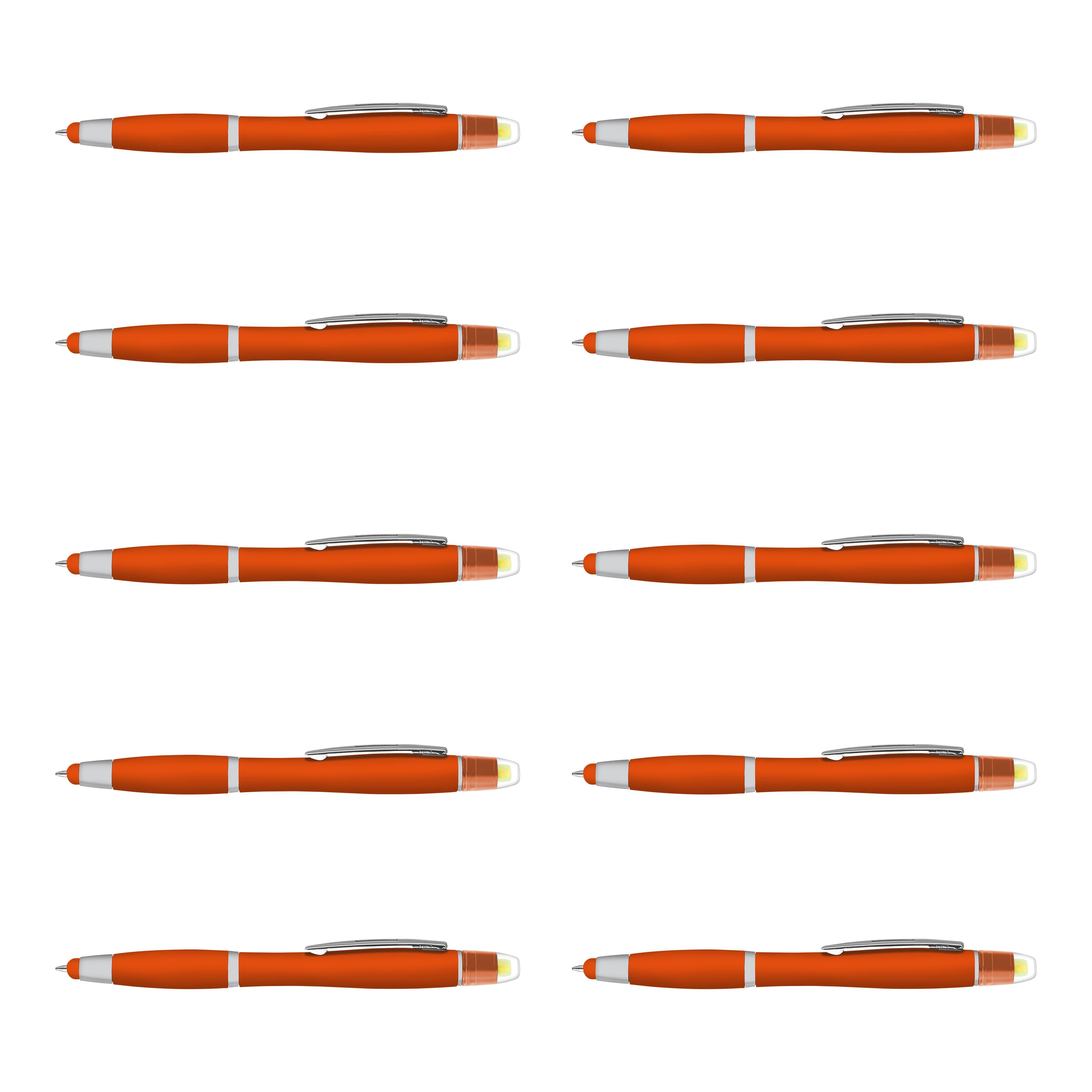 10 Maitland Gel Highlighter Stylus Pens Pack - Ballpoint, Black Ink - Orange