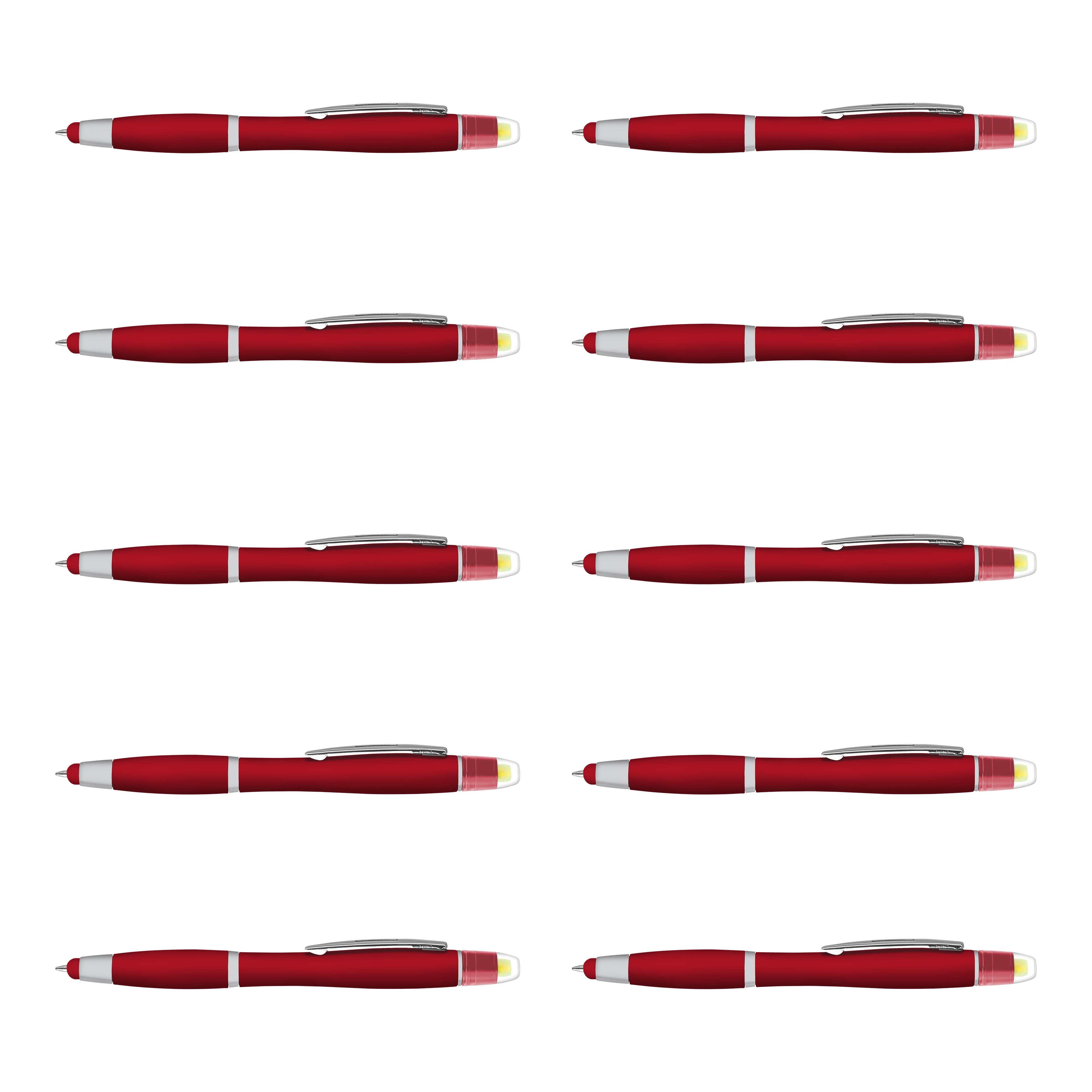 10 Maitland Gel Highlighter Stylus Pens Pack - Ballpoint, Black Ink - Red