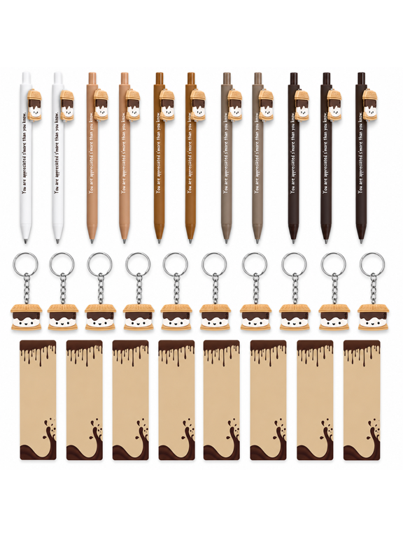 10 Marshmallow Ballpoint Pen Set with Keychains and Cards