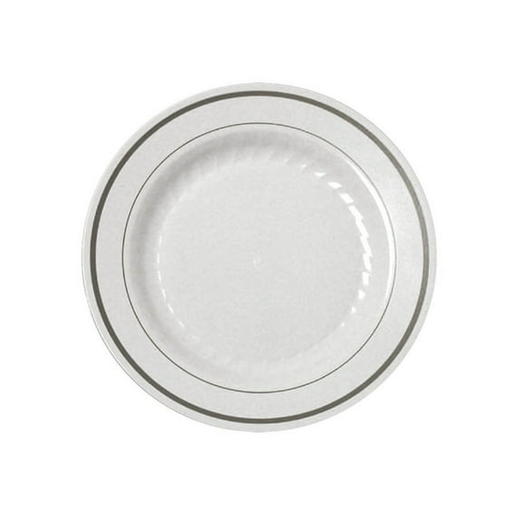 10" Masterpiece Silver Border Plastic Dinner Plate 12ct.