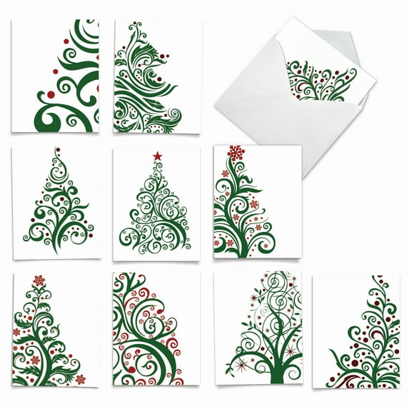 10 Merry Christmas Note Cards Assorted (4 x 5.12 Inch) - JUST FIR YOU M5019