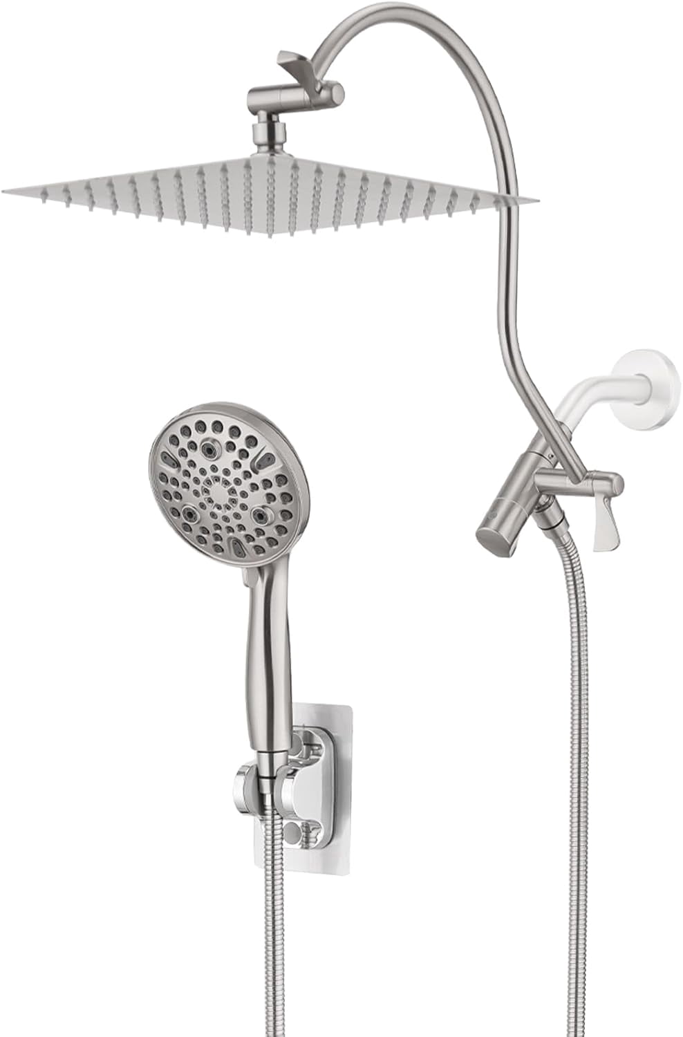 10" Metal Rain Shower Head with Handheld Spray Combo, High Pressure ...