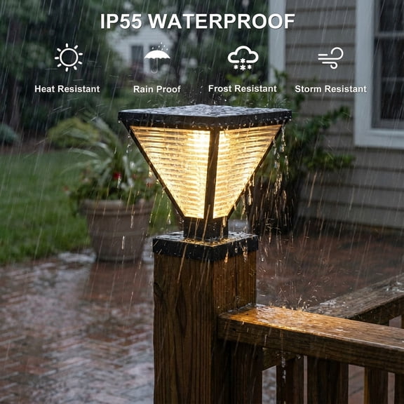 10" Metal Solar Post Lights for Yard Fence Deck, Outdoor Waterproof Fence Cap Lights for Gate, Pillar, Patio