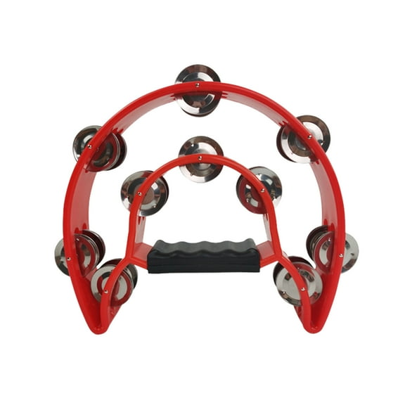 10" Metal Tambourine - Double Jingle, Ergonomic Handle, Suitable for Adults Beginners (330g)