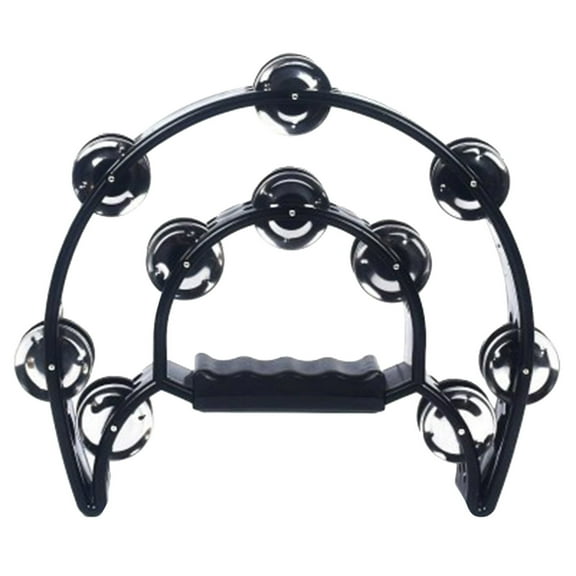10" Metal Tambourine - Double Jingle, Ergonomic Handle, Suitable for Adults Beginners (330g)