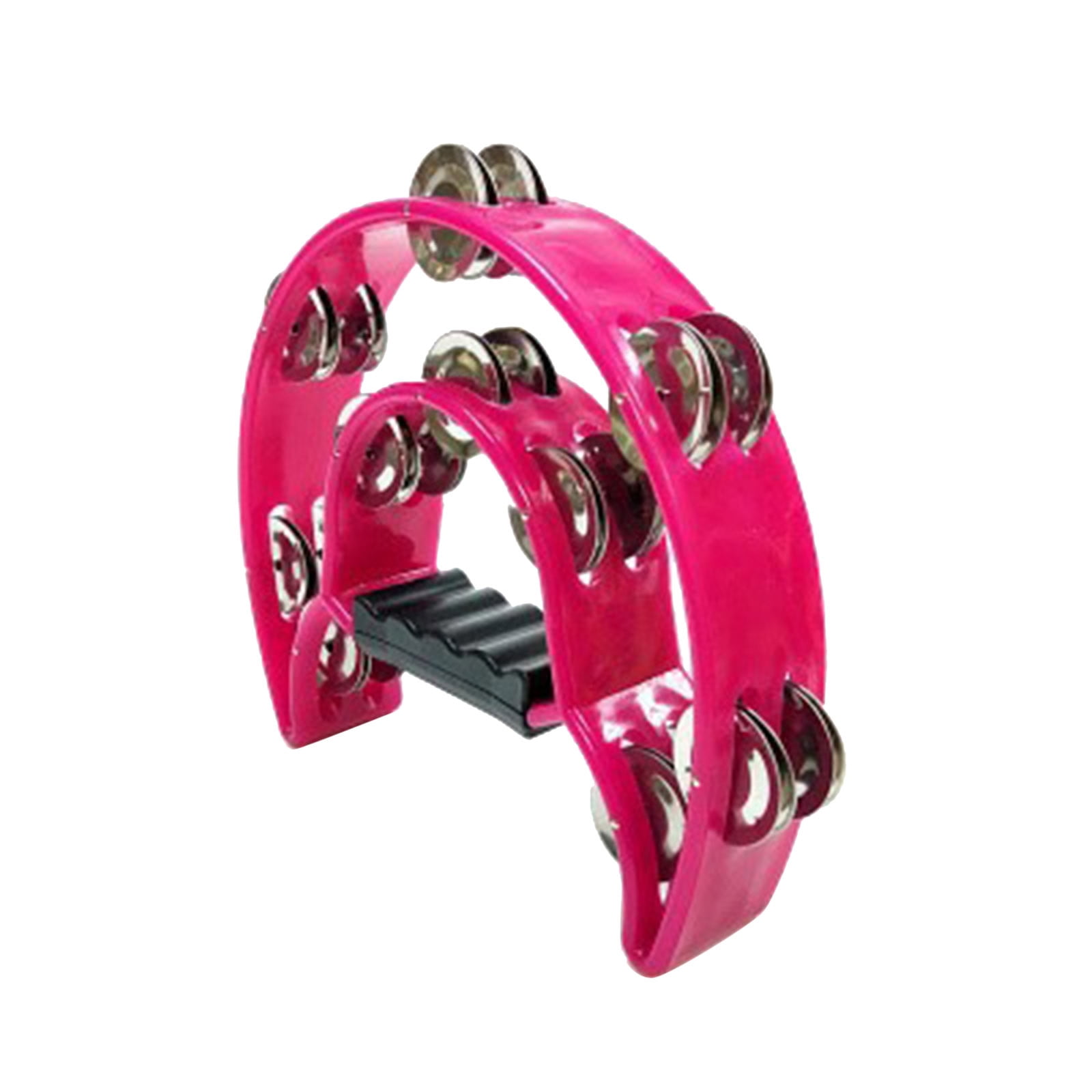 Half Moon Musical Tambourine (Pink) Double Row Metal Jingles