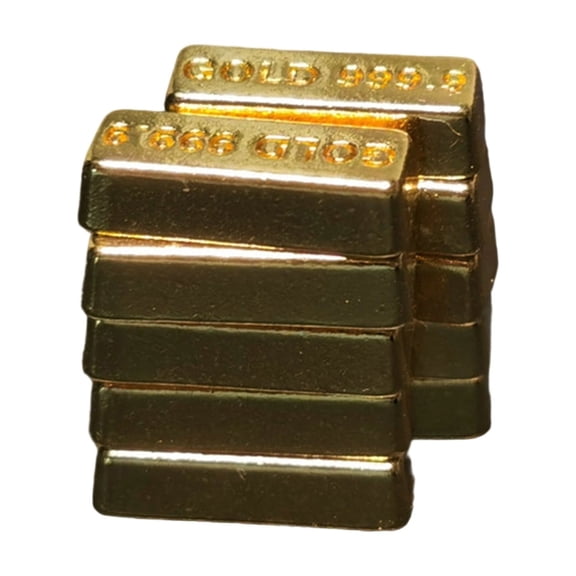 10 Metal Tiny Gold Brick Decorations Elaborate Textured Design for Dollhouses Displays and Collections