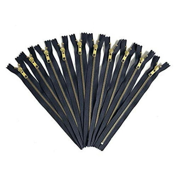 10 Metal Zippers - no.5 YKK Zippers in Gold - 12 inch