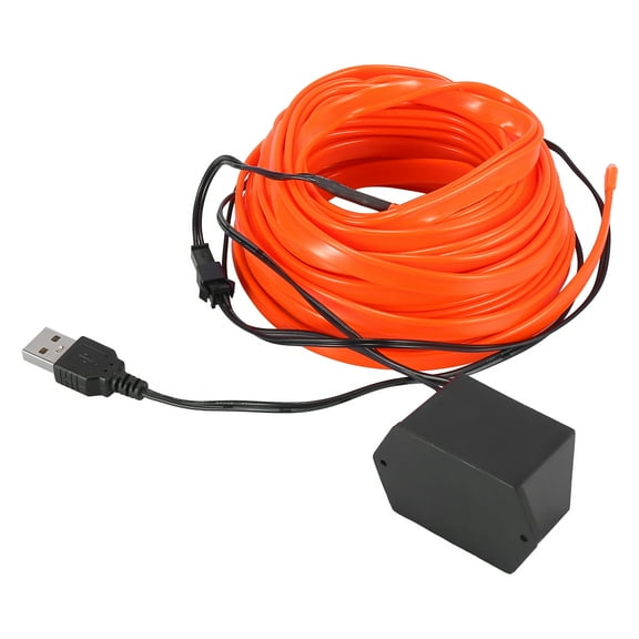 10 Meter/33ft Interior USB Neon EL Wire String Strip Orange Cold Light Glow String Strip Set for Car