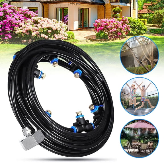 10-Meter Outdoor Mist Coolant System, Water Sprinkler Spray Kit for Patio Humidification, Landscaping, Greenhouse Cooling and Dust Reduction