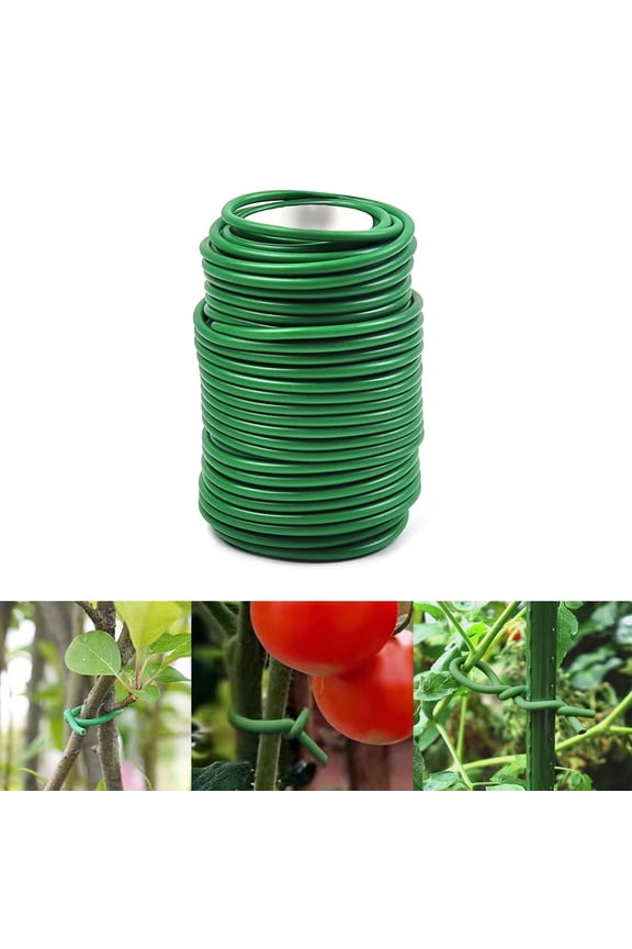 Green Soft Twist Tie, 2.5mm x 10 Meters, Plastic Coated Wire, for Garden Plant Support, Tomatoes, Grapes, Vine Plants, Greenhouse, and Small Trees Against Wind