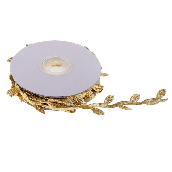 10 Meters Gold/ Satin Fabric Leaf Leaves Garland Ribbons Sewing Trims For home and garden Wedding Party Christmas Decoration