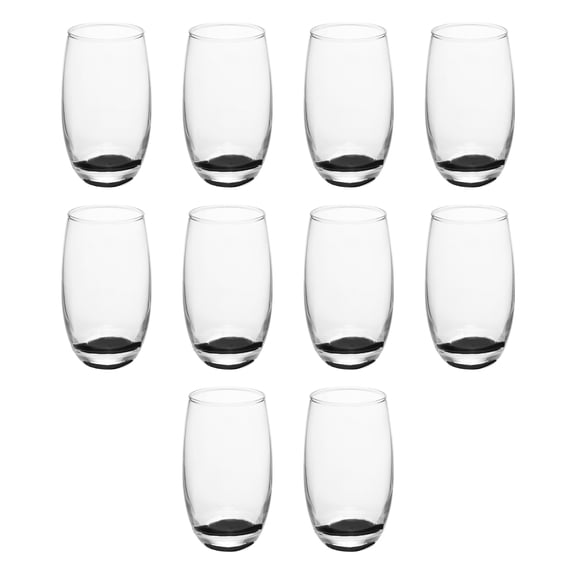 10 Mikonos Clear Stemless Wine Glasses Set, 15 oz. - Barware, Glassware - Black