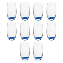 10 Mikonos Clear Stemless Wine Glasses Set, 15 oz. - Barware, Glassware - Blue