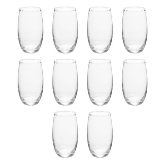 10 Mikonos Clear Stemless Wine Glasses Set, 15 oz. - Barware, Glassware - Clear