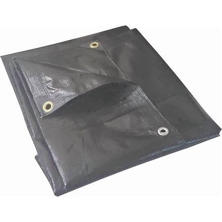 10 Mil Waterproof Black Tarp H.D. Reinforced Corners (Industrial Quality) (12' x 20')