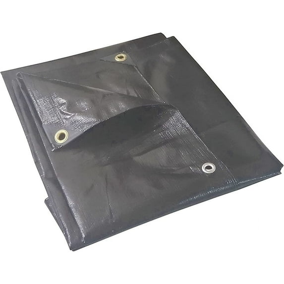 10 Mil Waterproof Black Tarp H.D. Reinforced Corners (Industrial Quality) (6' x 10')