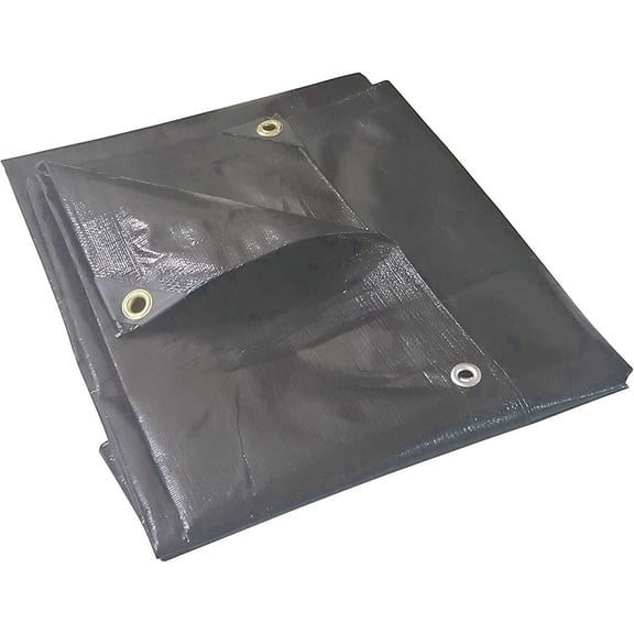 10 Mil Waterproof Black Tarp H.D. Reinforced Corners (Industrial Quality) (6' x 12')