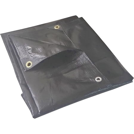 10 Mil Waterproof Black Tarp H.D. Reinforced Corners (Industrial Quality) (7' x 10')