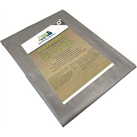 10 Mil Waterproof SILVER Tarp H.D. Reinforced Corners (Industrial Quality) (10'x40')