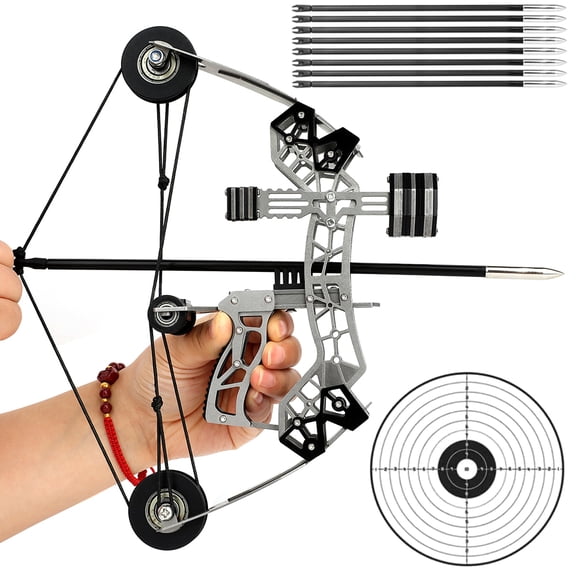 10" Mini Compound Bow Arrows Set 12lbs Archery Children Toy Gift Target Shooting