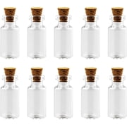 10 Mini Glass Bottles with Cork Lids - 3ml Empty Spell Jars, Tiny Wishing Bottles for DIY Crafts and Decoration