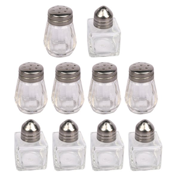 10 Mini Glass Salt & Pepper Shakers - Portable for Travel & Baking