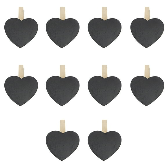 10 Mini Retangle Heart Chalkboard Blackboard With Wooden Clip Message Board Signs And Labels Clips