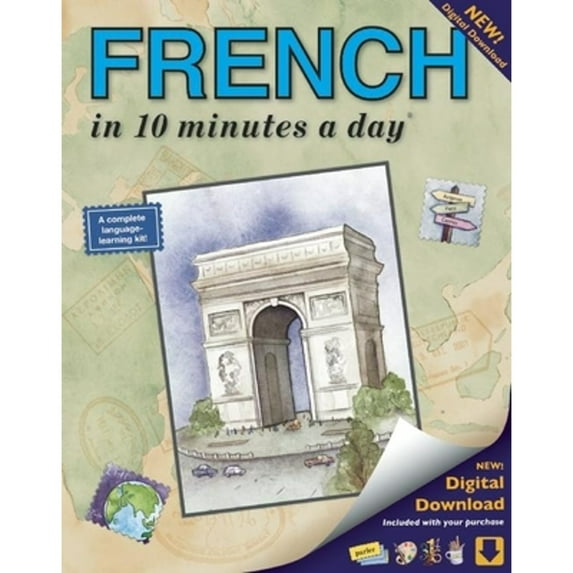 Pre-Owned French in 10 Minutes a Day: Language Course for Beginning and Advanced Study. Includes Workbook, Flash Cards, Sticky Labels, Menu Guide, Software, Glo (Paperback) 1931873291 9781931873291