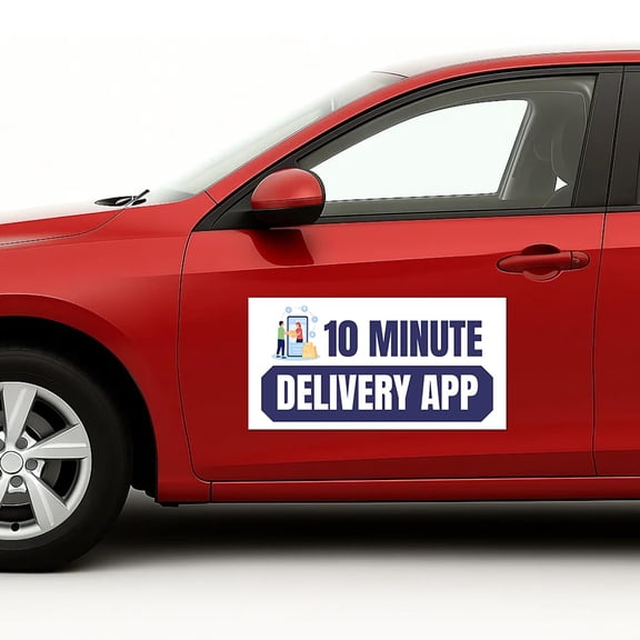 10 Minutte Deliivery Appp Car Magnet Sign by DC | Flexible Car Magnetic Sheets with Adhesive Backing | 12"x24" Bumper Magnet Sticker for Vehicles, Trucks & Business Advertising Signs 2 PC | USA Made