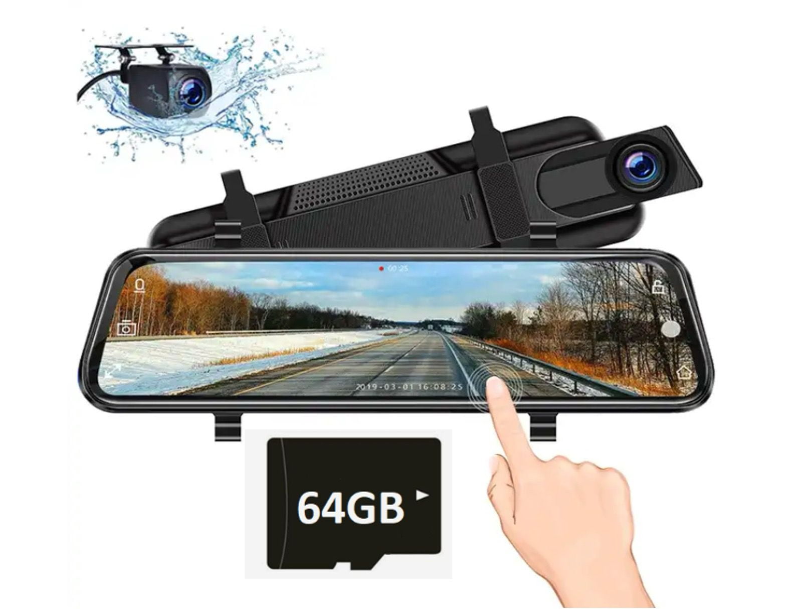 DRIVESLIM Mirror Dash Cam 11 with Detached Front Camera, Waterproof Rear  View Mirror Backup Camera for Car, Anti Glare 1080P Smart Mirror with Sony  IMX355 Dual Lens, Night Vision, Free GPS& 32GB
