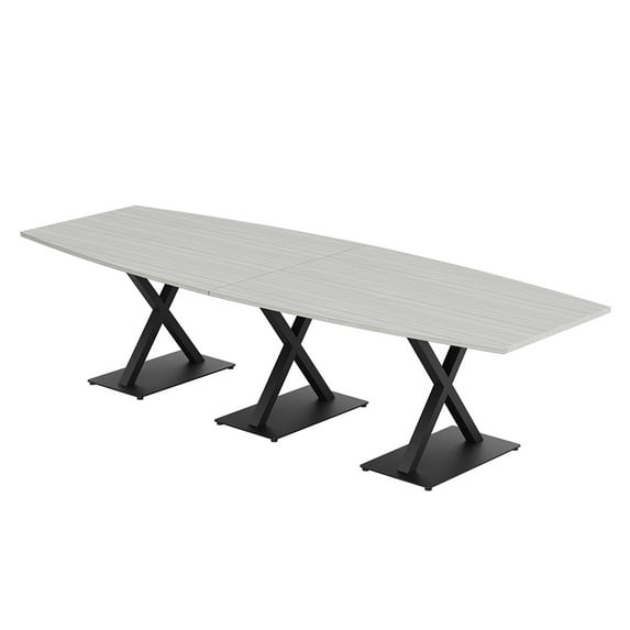 10' Modular Boat Shaped Conference Table With X Bases Power And Data