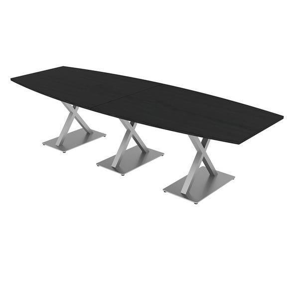 10' Modular Boat Shaped Conference Table With X Bases Power And Data