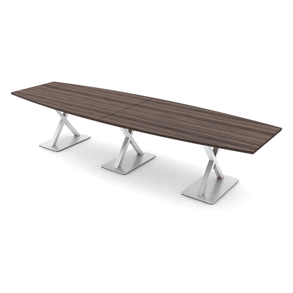 10' Modular Boat Shaped Conference Table With X Bases Power And Data