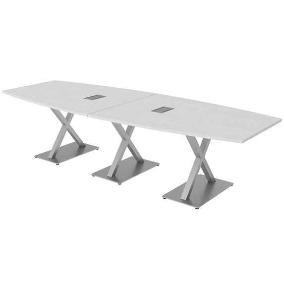 Data Conference Table 10' Modular Boat Shaped Conference Table With X Bases Power And Data ...