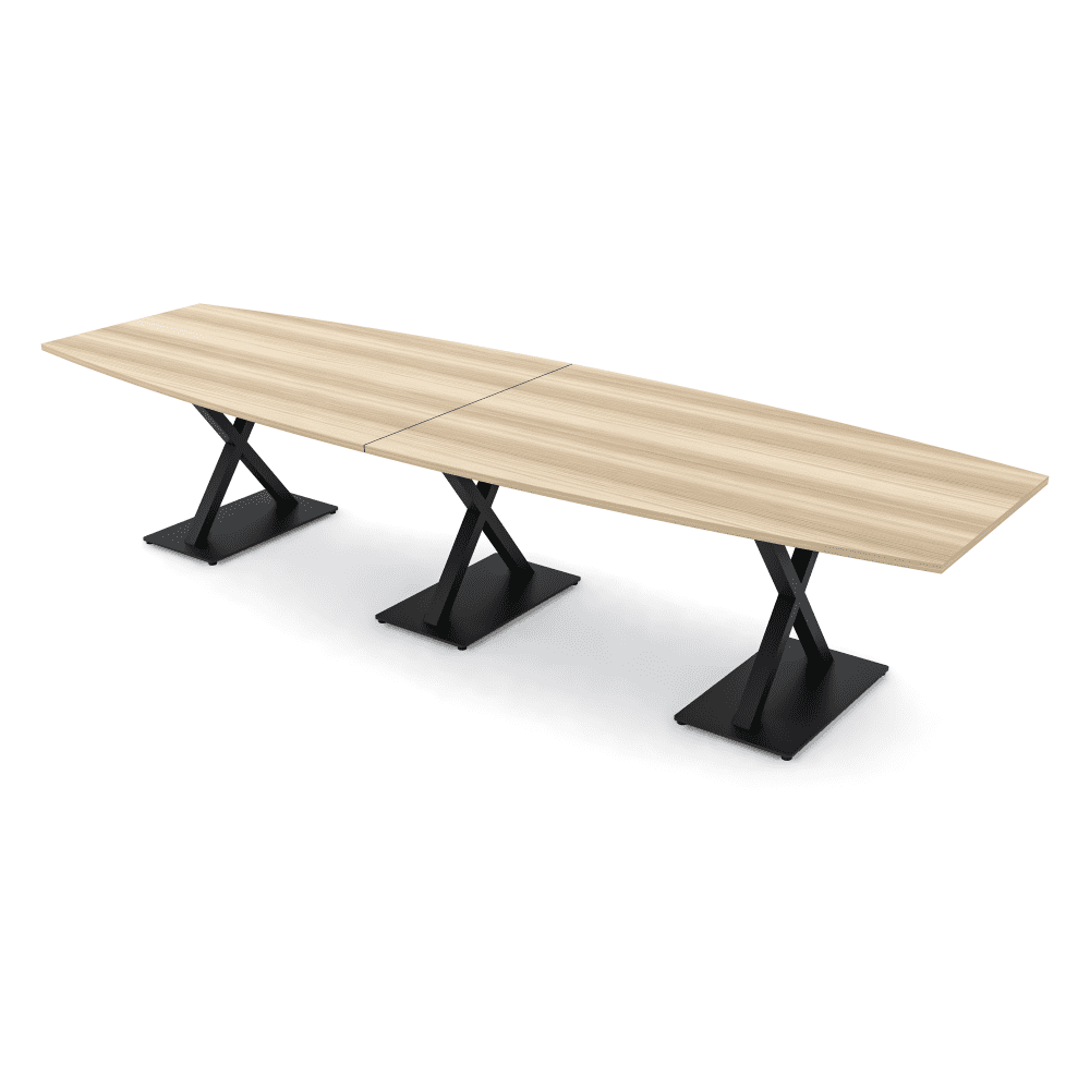 10' Modular Boat Shaped Conference Table With X Bases Power And Data ...