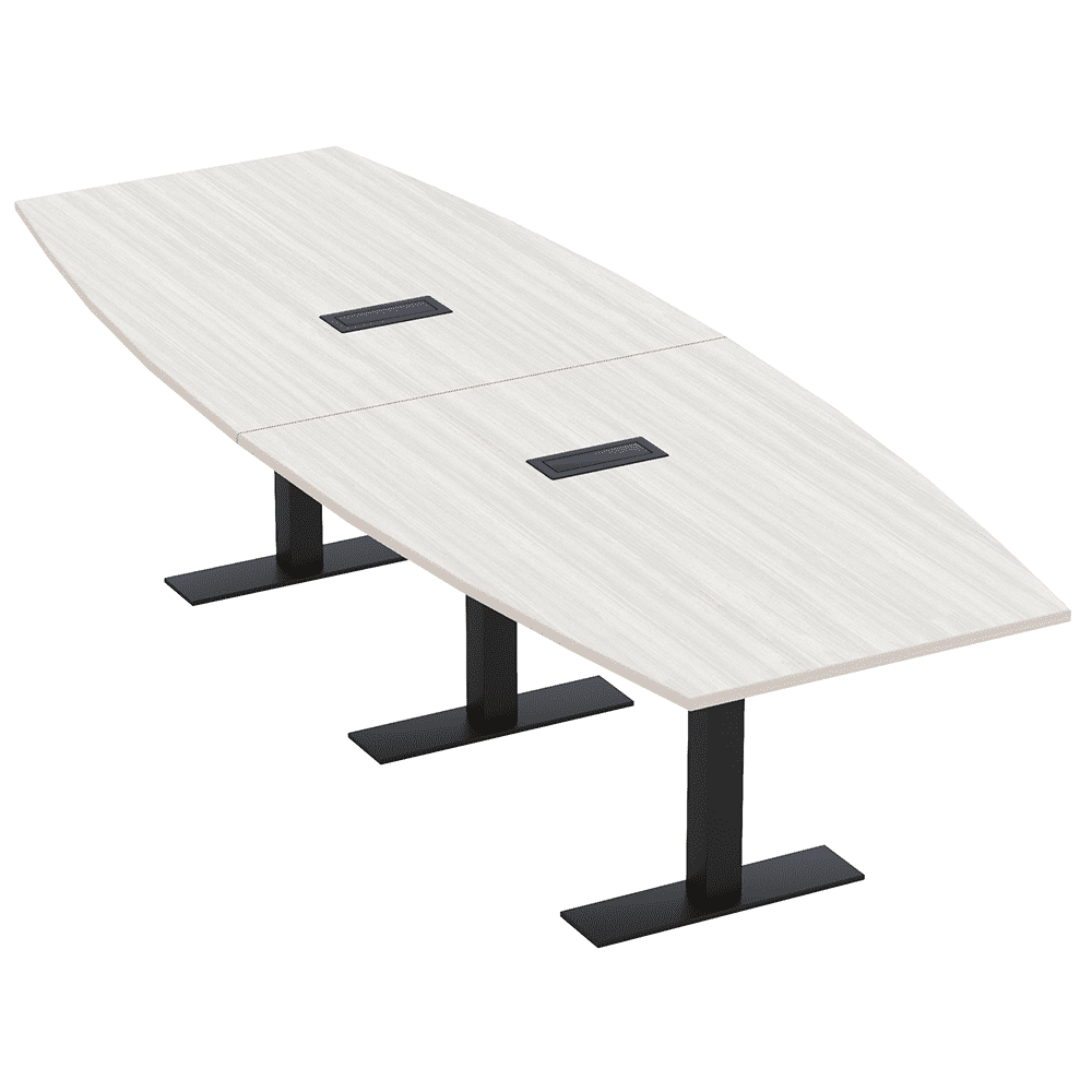 10' Modular Boat Shaped Powered Conference Table With Metal T-Bases ...
