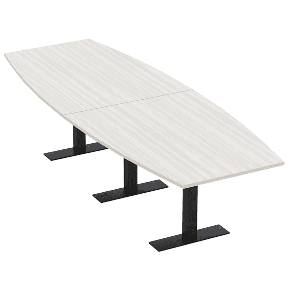 10' Modular Boat Shaped Powered Conference Table With Metal T-Bases