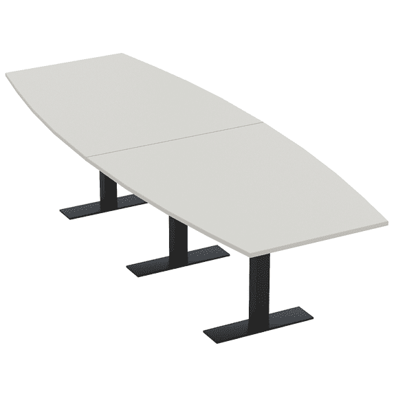10' Modular Boat Shaped Powered Conference Table With Metal T-Bases