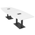thumbnail image 1 of 10' Modular Boat Shaped Powered Conference Table With Metal T-Bases, 1 of 8