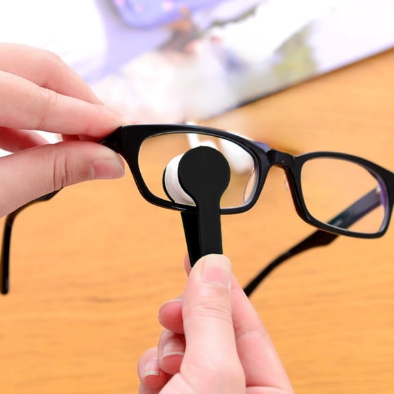 10 Multi-Functional Portable Eyeglass Cleaning Brushes - Streak-Free Microfiber Lens Cleaner for Glasses, Phones & Screens, Scratch-Free Gentle Pads, Compact Pocket Size, Reusable, Black