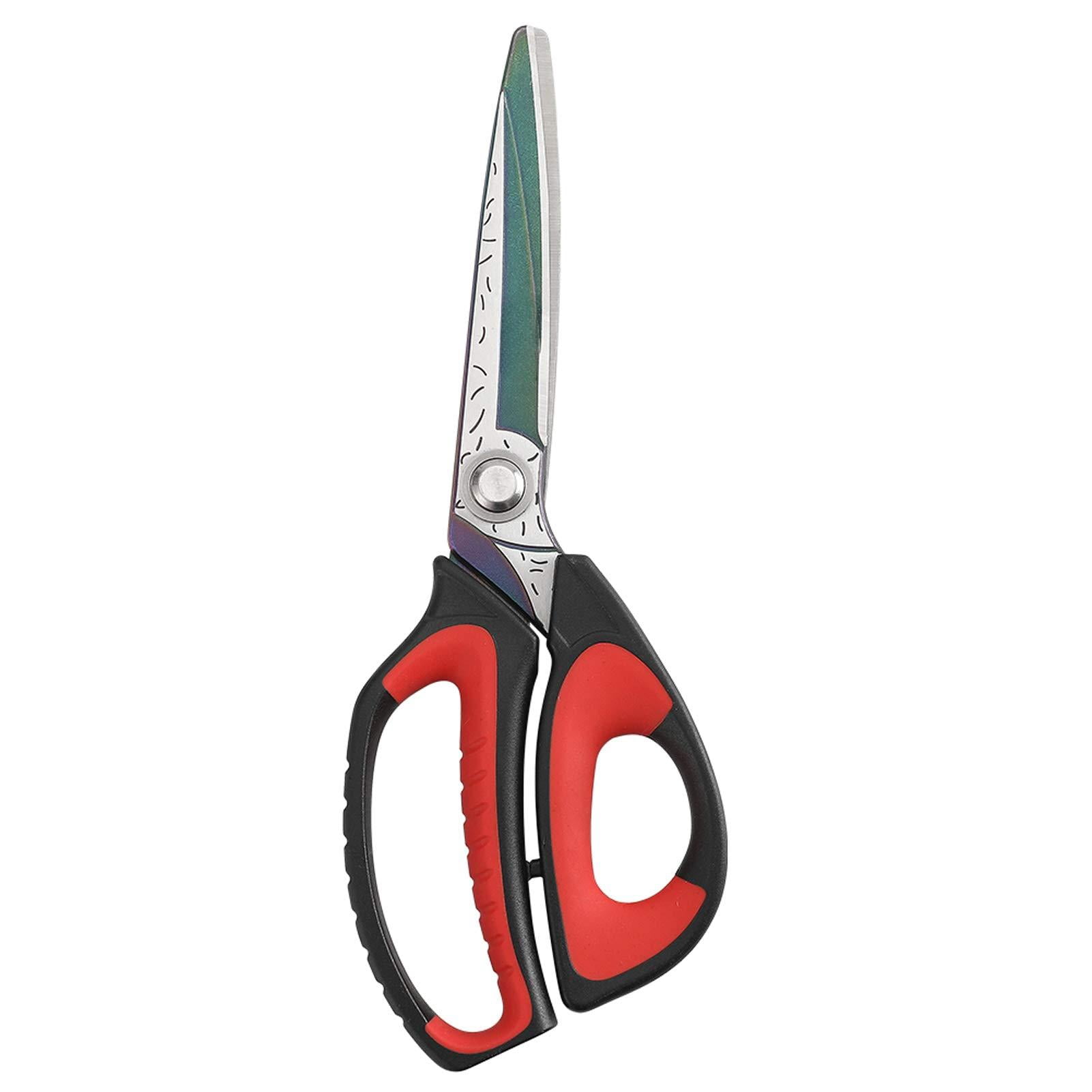 10" Multipurpose Heavy Duty  Titanium Coating Forged Stainless Steel Tool Industrial Shop Shears For Household Pruning Gardening Fabric Red/black