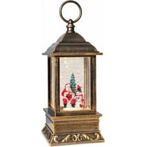 10'' Musical Christmas Snow Globe Lantern, Lighted Glittering Decoration with 6H Timer, White – Festive Holiday Décor & Xmas Gift(Santa Claus Snowman)