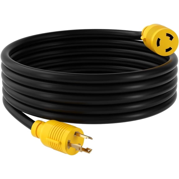 10 NEMA L5-30P/L5-30R Generator Extension Cords,3 Prong , 30 Amp,125V,10 Gauge SJTW Generator Locking Power Cord and The ,Yellow