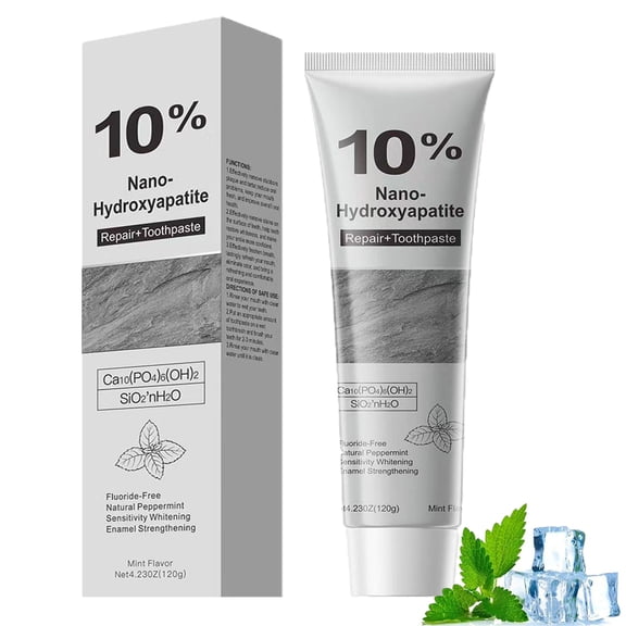 10% Nano Hydroxyapatite Toothpaste for Advanced Enamel Repair & Sensitivity Relief, Fluoride-Free, Fresh Mint, Gentle Daily Toothpaste for White & Fresh Breath, 1PC
