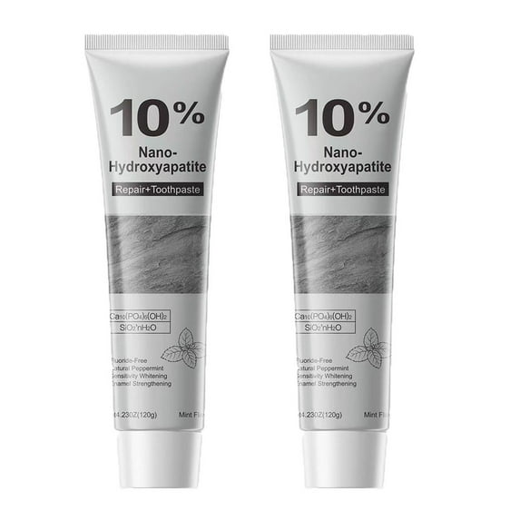 10% Nano Hydroxyapatite Toothpaste for Advanced Enamel Repair & Sensitivity Relief, Fluoride-Free, Fresh Mint, Gentle Daily Toothpaste for Whitening & Fresh Breath, 2pcs
