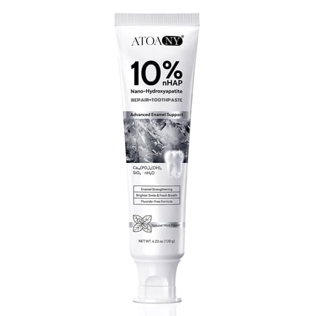 10% Nano Hydroxyapatite Toothpaste, Helps Support Enamel Care & Removes Surface Stains, Fluoride-Free, Peppermint Flavor, 4.23 oz