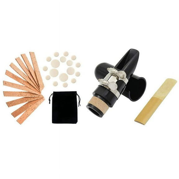 10 Neck Connection Cork and 17 Woodwind Instrument Pads & 1set Mouthpiece Kit, Includes Ligature+Clarinet 2.5