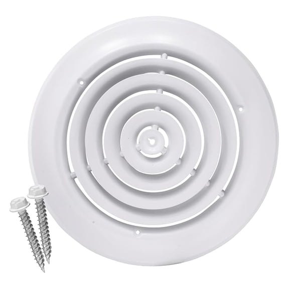 10'' [Neck Size] Round Steel Ceiling Diffuser - Easy Air Flow - HVAC Vent Duct Cover [White] - [Outer Dimensions: 14'']
